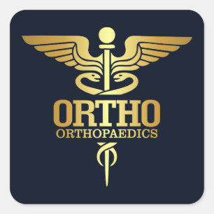 Gold Caduceus (ORTHO) Quadratischer Aufkleber
