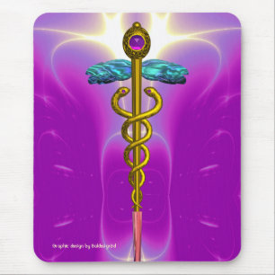 GOLD CADUCEUS Pink Fuchsia Mousepad