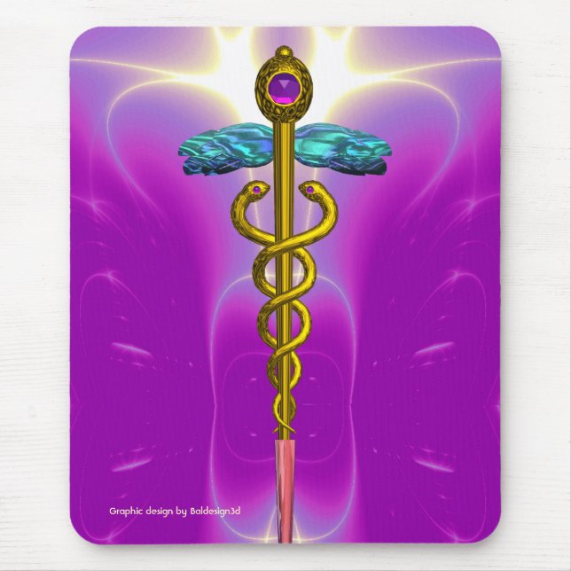 GOLD CADUCEUS Pink Fuchsia Mousepad (Vorne)