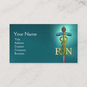 GOLD CADUCEUS REGISTRIERT NURSE SYMBOL Pink Blue Visitenkarte