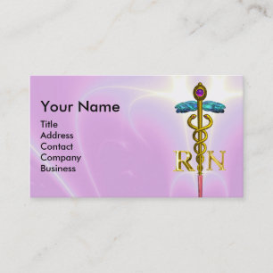 GOLD CADUCEUS REGISTRIERT NURSE SYMBOL Pink Fuchsi Visitenkarte