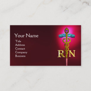 GOLD CADUCEUS REGISTRIERT NURSE SYMBOL Red Visitenkarte