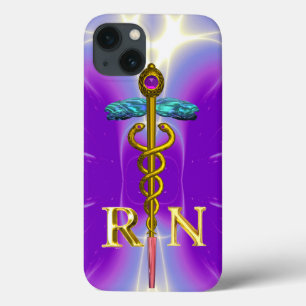 GOLD CADUCEUS REGISTRIERTES NURSE-SYMBOL Lila iPhone 13 Hülle