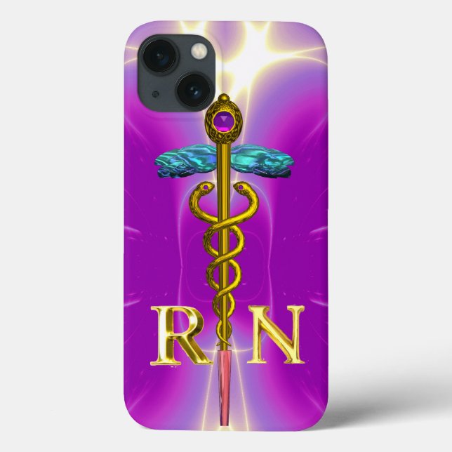 GOLD CADUCEUS REGISTRIERTES NURSE SYMBOL Pink Fuch Case-Mate iPhone Hülle (Rückseite)