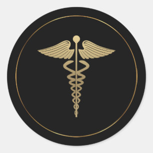 Gold Caduceus Symbol Aufkleber