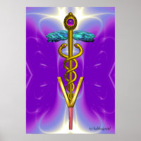 GOLD CADUCEUS VETERINÄRSYMBOL Blau Lila