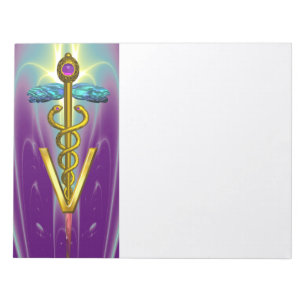 GOLD CADUCEUS VETERINÄRSYMBOL, Lila Aquamarin Notizblock