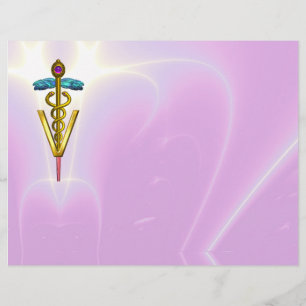 GOLD CADUCEUS VETERINÄRSYMBOL, lila, rosa