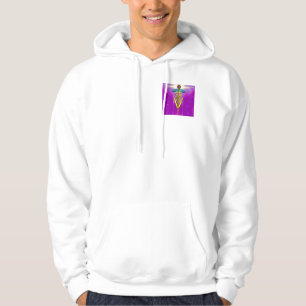 GOLD CADUCEUS VETERINÄRSYMBOL, Pink Fuchsia Waves Hoodie