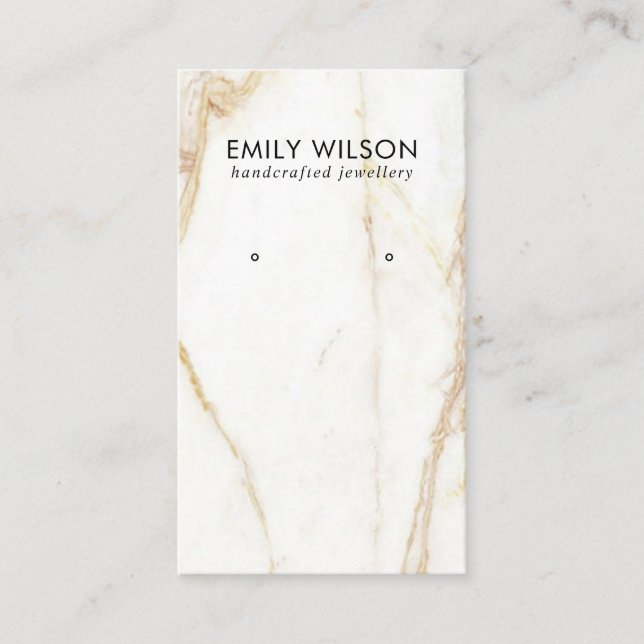 GOLD CALACATTA MARBLE TEXTUR STUD EARRING ANZEIGE VISITENKARTE (Vorderseite)