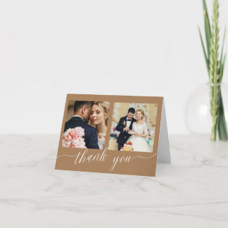 Gold Calligraphy 3 Foto Hochzeit danke Ihnen Karte