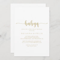 Gold Calligraphy BabyQ Baby Shower Barbecue