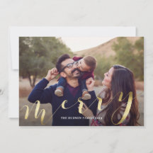 Gold Calligraphy Big Foto Frohe Weihnachtskarte