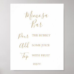Gold Calligraphy Bridal Mimosa Bar Sign Poster