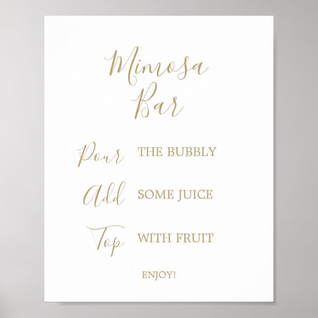 Gold Calligraphy Bridal Mimosa Bar Sign Poster (Vorne)