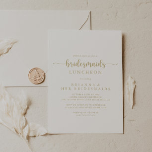 Gold Calligraphy Bridesmaids Luncheon Dusche Einladung