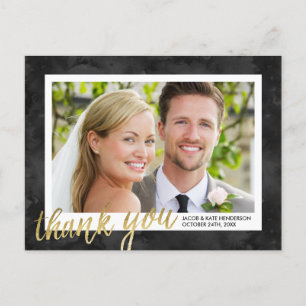 Gold Calligraphy Elegant Wedding Vielen Dank Postkarte