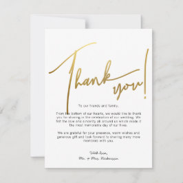 Gold Calligraphy Fotos Hochzeit Dankeschön-Karte Dankeskarte