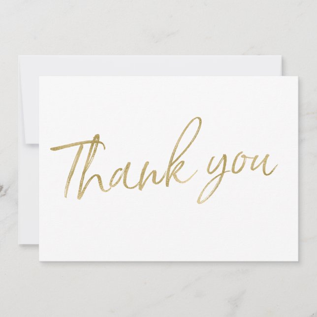 Gold Calligraphy Hand Letter Wedding "Danke. Dankeskarte (Vorderseite)