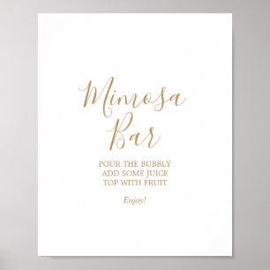 Gold Calligraphy Mimosa Bar Wedding Sign Poster