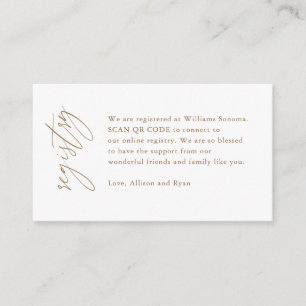 Gold Calligraphy QR Code Wedding Registry Geschenk Begleitkarte