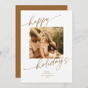 Gold Calligraphy Script Holiday Foto Card Einladung