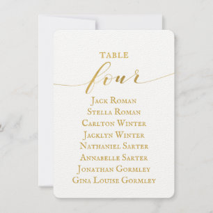 Gold Calligraphy Seating Chart Card Card Card Einladung