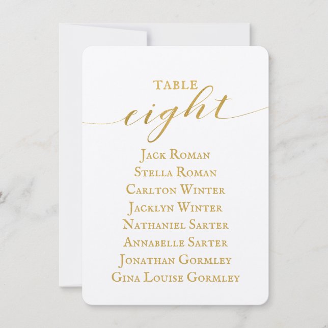 Gold Calligraphy Seating Chart Card Card Card Einladung (Vorderseite)