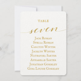 Gold Calligraphy Seating Chart Card Card Card Einladung