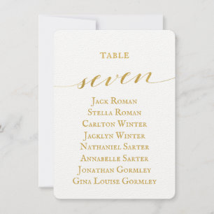 Gold Calligraphy Seating Chart Card Card Card Einladung