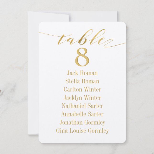 Gold Calligraphy Seating Chart Card Card Card Einladung (Vorderseite)