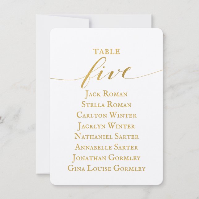 Gold Calligraphy Seating Chart Card Card Card Einladung (Vorderseite)