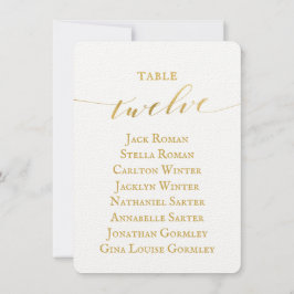 Gold Calligraphy Seating Chart Card Card Card Einladung