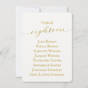 Gold Calligraphy Seating Chart Card Card Card Einladung