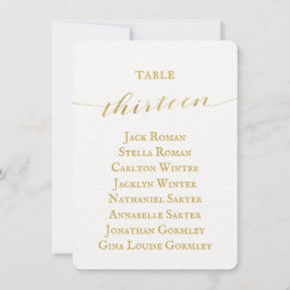 Gold Calligraphy Seating Chart Card Card Card Einladung