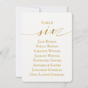 Gold Calligraphy Seating Chart Card Card Card Einladung