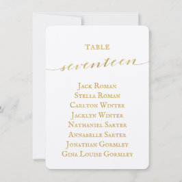Gold Calligraphy Seating Chart Card Card Card Einladung
