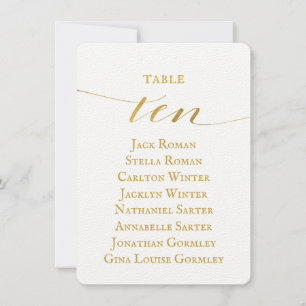 Gold Calligraphy Wedding Chart 10 Card Einladung