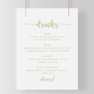 Gold Calligraphy Wedding Drinks Menu Sign Poster