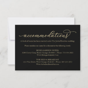 Gold Calligraphy Wedding Hotel Unterkünfte UAWG RSVP Karte