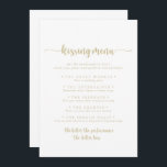 Gold Calligraphy Wedding Kissing Menu Game Card<br><div class="desc">Diese goldene Kalligrafie Hochzeitskissingkarte eignet sich perfekt für einen rustikalen Hochzeitsempfang. Das einfache und elegante Design zeichnet sich durch klassische und extravagante Schriftzeichen in Gold aus.</div>