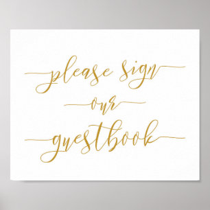 Gold Calligraphy Wedding Sign Our Guest Book Poster