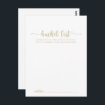Gold Calligraphy Wedellisten-Karten Postkarte<br><div class="desc">Diese kalligraphischen Hochzeitskarten sind die perfekte Wahl für einen rustikalen Hochzeitsempfang oder Brautparty. Das einfache und elegante Design zeichnet sich durch klassische und extravagante Schriftzeichen in Gold aus. Ändern Sie den Wortlaut in Anzug jedes Lebensereignisses. Das Schild der Schaufelliste wird separat verkauft.</div>