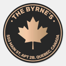 Gold Canadian Maple Leaf-Adresse Runder Aufkleber