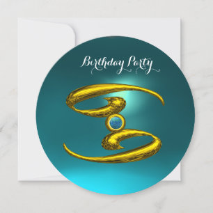 GOLD CANCER ZODIAC BIRTHDAY JEWEL Opale Aqua Blue Einladung