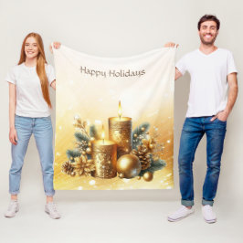 Gold Candles Weihnachtsfeiertag Fleece Blankon
