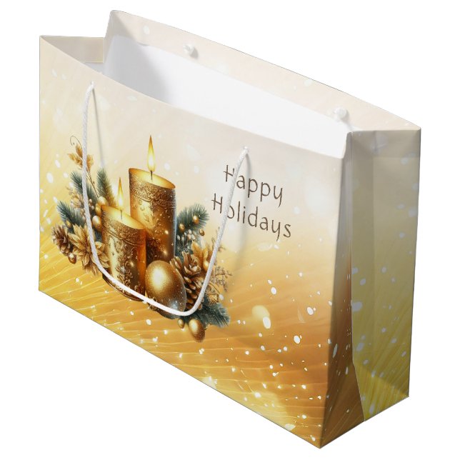 Gold Candles Weihnachtsgeschenk Tasche Große Geschenktüte (Vorderseite Schrägansicht)