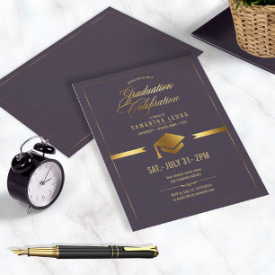 Gold Cap Abschluss Eggplant ID834 Einladung