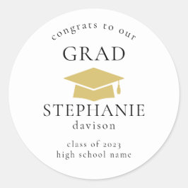 Gold Cap Glückwunschs Grad Abschluss 2023 Classic  Runder Aufkleber