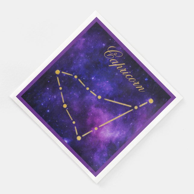 Gold Capricorn Constellation on Dark Galaxy| Serviette (Ecke)
